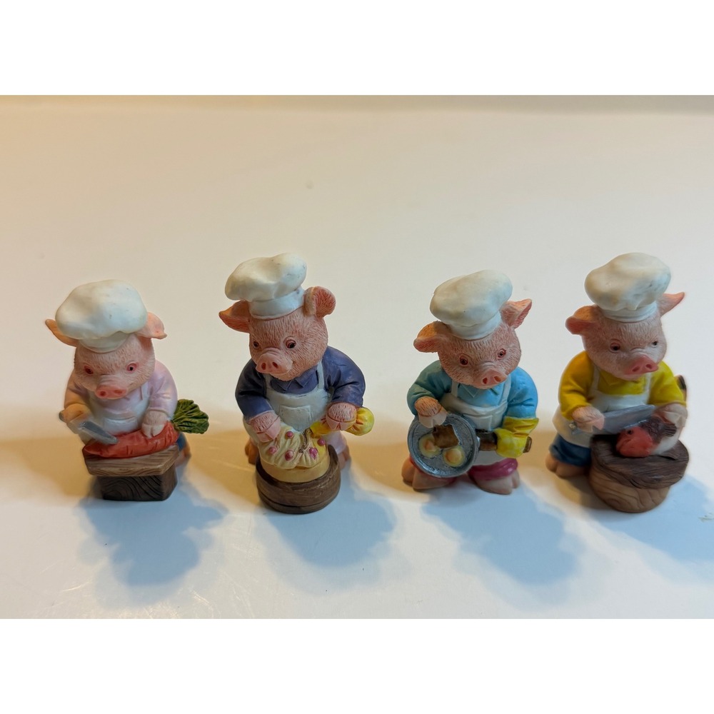 Oriental Trading Co Chef Pigs Figurines Set Of 4 Kitchen Decor‎ Whimsical